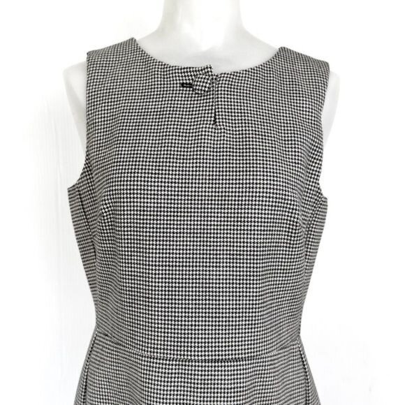 J Crew Wool Sleeveless Sheath Dress Black and White Herringbone Button 6 - Picture 2 of 11